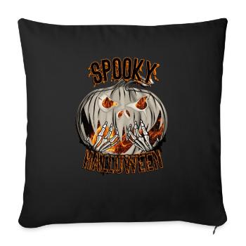 Spooky Halloween Citrouille effrayante avec toile d’araignée - Housse de coussin décorative 45 x 45 cm - noir - Devant
