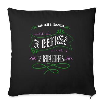 Bière Drôle Programmation Blague Papas Préféré Drôle - Housse de coussin décorative 45 x 45 cm - noir - Devant