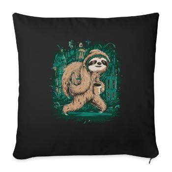 Promenade dans la jungle des paresseux - Housse de coussin décorative 45 x 45 cm - noir - Devant