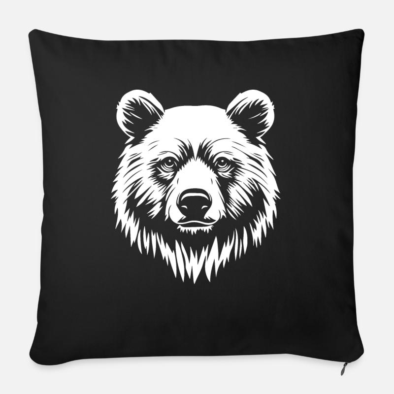 Bär Grizzly Braunbär - Sofakissenbezug 45 x 45 cm - Schwarz