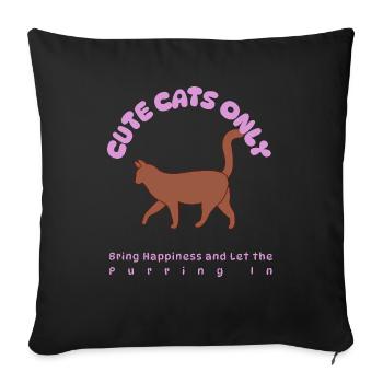 Only Cute Cats - Design pour les amoureux des chats - Housse de coussin décorative 45 x 45 cm - noir - Devant