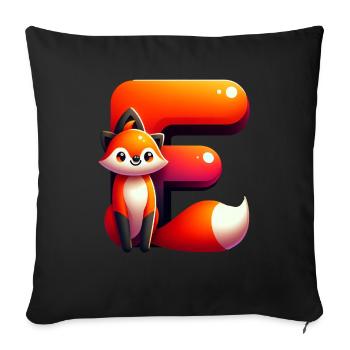 Cheerful fox with the letter E - Sofa pillowcase 17,3'' x 17,3'' (45 x 45 cm) - black - Front