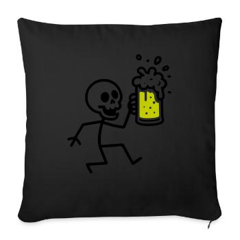 Skeleton Beer Drinking - Sofa pillowcase 17,3'' x 17,3'' (45 x 45 cm) - black - Front