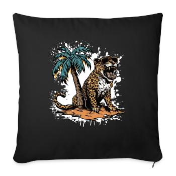Leopard Insel Palme - Sofakissenbezug 45 x 45 cm - Schwarz - Vorne
