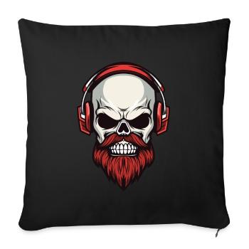 Tête de mort avec un style hipster - Housse de coussin décorative 45 x 45 cm - noir - Devant