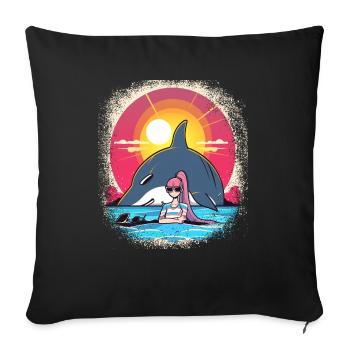 boats marine life jokes dolphin - Sofakissenbezug 45 x 45 cm - Schwarz - Vorne