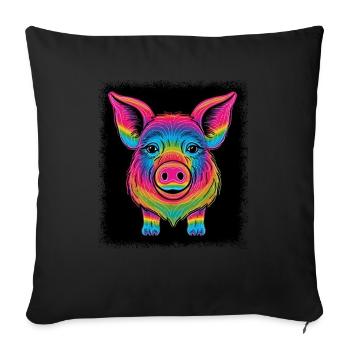 happy pig caviidae funny sayings funny pig quote - Sofakissenbezug 45 x 45 cm - Schwarz - Vorne