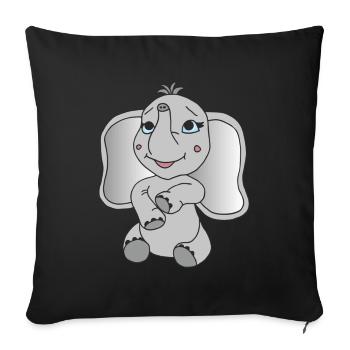 Kleiner süßer Elefant - Sofakissenbezug 45 x 45 cm - Schwarz - Vorne