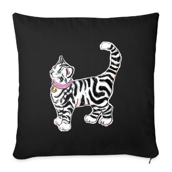 Autocollant Chat - Housse de coussin décorative 45 x 45 cm - noir - Devant