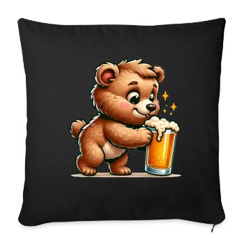 Cute Bear Drinking Beer - Sofakissenbezug 45 x 45 cm - Schwarz - Vorne
