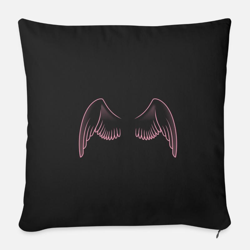Flügel. Angel wings. Engel. süß. - Sofakissenbezug 45 x 45 cm - Schwarz