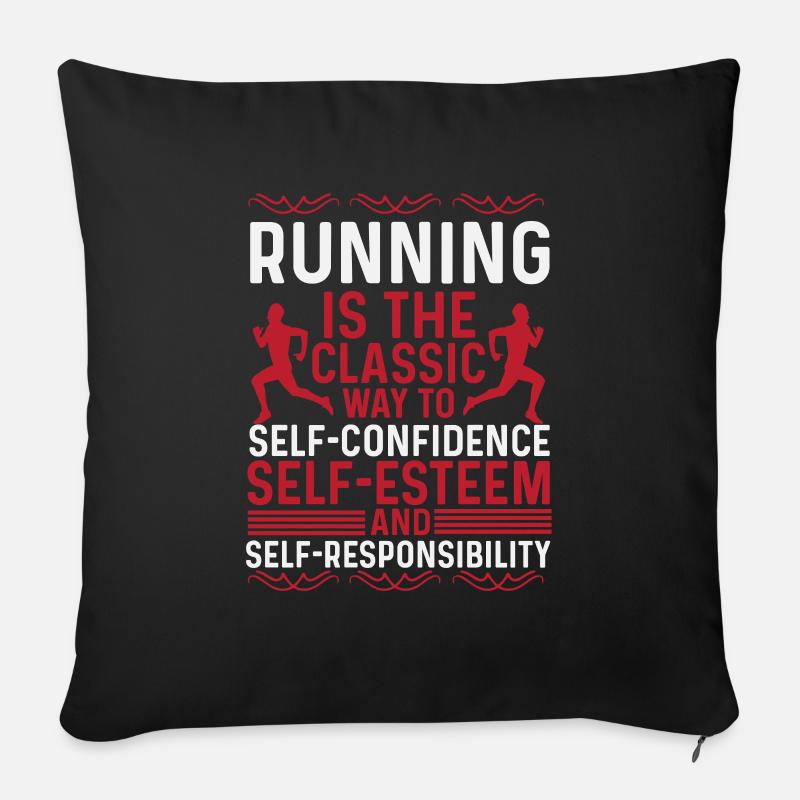 Course à pied : confiance en soi et estime de soi - Housse de coussin décorative 45 x 45 cm - noir