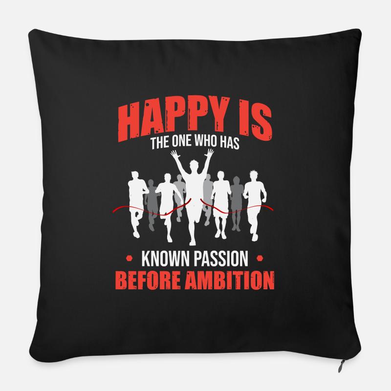 Half marathon: passion before ambition - Sofa pillowcase 17,3'' x 17,3'' (45 x 45 cm) - black
