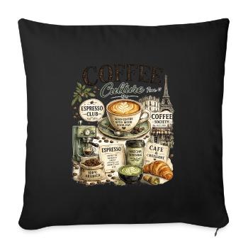 Culture Café Paris Illustration - Housse de coussin décorative 45 x 45 cm - noir - Devant
