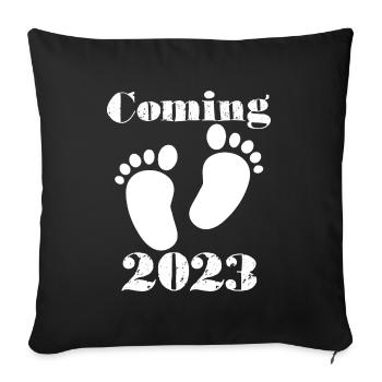 Bébé arrive 2023, Grossesse Enceinte - Housse de coussin décorative 45 x 45 cm - noir - Devant