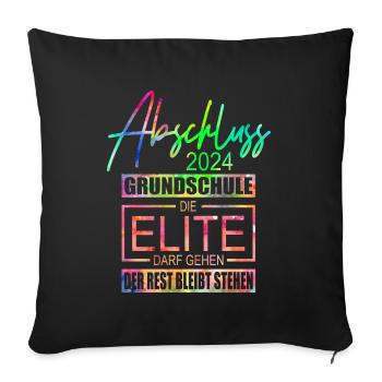 Abschluss 2024 Grundschule - Sofakissenbezug 45 x 45 cm - Schwarz - Vorne
