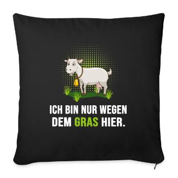 Ziegenbock Ziege "Ziege mag Gras" ziegenbart high - Sofakissenbezug 45 x 45 cm - Schwarz - Vorne