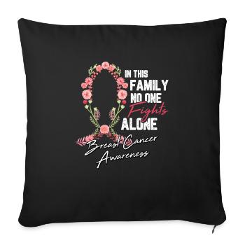 Breast Cancer Ribbon Flower Fight Chemo Gift - Sofa pillowcase 17,3'' x 17,3'' (45 x 45 cm) - black - Front