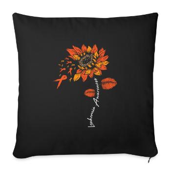 Cadeau de fleur de tournesol de leucémie de cancer du sang - Housse de coussin décorative 45 x 45 cm - noir - Devant