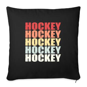 Cadeau de gardien de but de rondelle de sport de hockey sur gazon rétro de hockey - Housse de coussin décorative 45 x 45 cm - noir - Devant