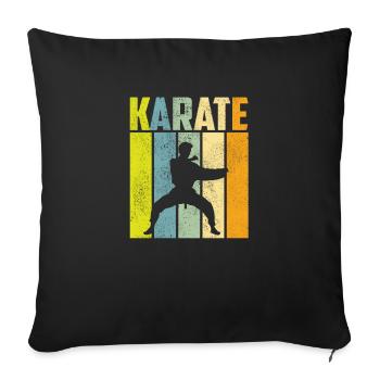 Karaté rétro arts martiaux japon combattant cadeau - Housse de coussin décorative 45 x 45 cm - noir - Devant