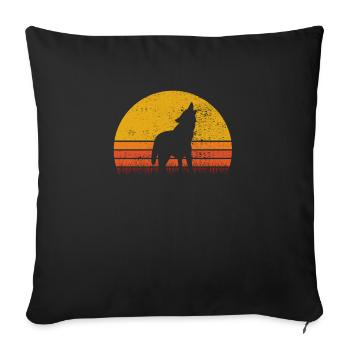 Loup loups animaux chien rétro cadeau de lever de soleil - Housse de coussin décorative 45 x 45 cm - noir - Devant