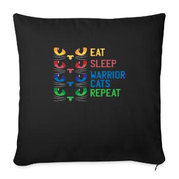 Gaming Katzen Eat Sleep Warrior Repeat Geschenk - Sofakissenbezug 45 x 45 cm - Schwarz - Vorne