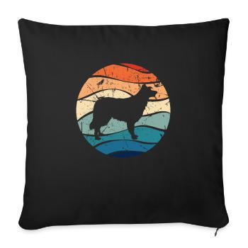 Border collie dog herding dog canine retro gift - Sofa pillowcase 17,3'' x 17,3'' (45 x 45 cm) - black - Front