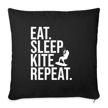 Kiteboarding Kite Kite Eat Sleep Kite KiteSurfing - Sofa pillowcase 17,3'' x 17,3'' (45 x 45 cm) - black - Front