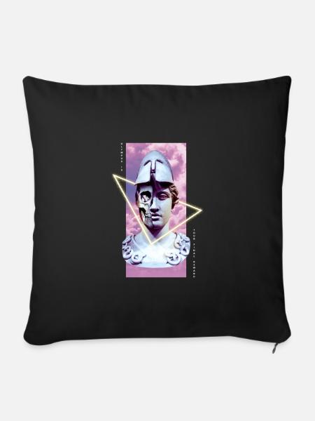 Griechische Krieger Vaporwave Statue - Sofakissenbezug 45 x 45 cm - Schwarz