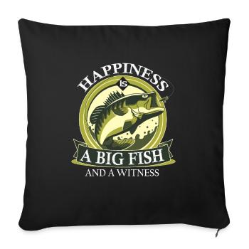 Le bonheur est un gros poisson - Housse de coussin décorative 45 x 45 cm - noir - Devant