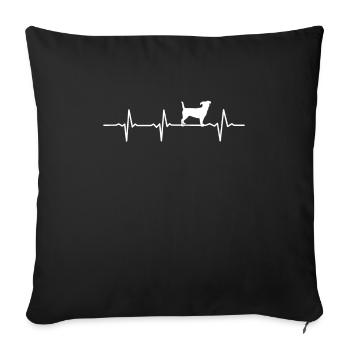 Jack Russel dog lover heartbeat Idée cadeau - Housse de coussin décorative 45 x 45 cm - noir - Devant