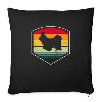 Shih Tzu amoureux des chiens Retro vintage Idée cadeau - Housse de coussin décorative 45 x 45 cm - noir - Devant