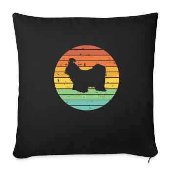 Shih Tzu amoureux des chiens Retro vintage Idée cadeau - Housse de coussin décorative 45 x 45 cm - noir - Devant