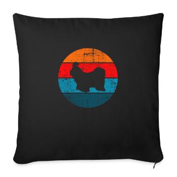 Shih Tzu amoureux des chiens Retro vintage Idée cadeau - Housse de coussin décorative 45 x 45 cm - noir - Devant