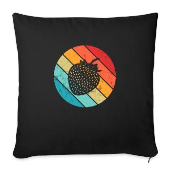 Strawberry Fruit Lover Retro Healthy Gift idea - Sofa pillowcase 17,3'' x 17,3'' (45 x 45 cm) - black - Front