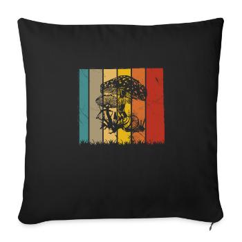 Mushroom Fungal Lover Retro Fungi Forest Gift idea - Sofa pillowcase 17,3'' x 17,3'' (45 x 45 cm) - black - Front