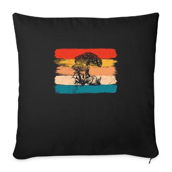 Mushroom Fungal Lover Retro Fungi Forest Gift idea - Sofa pillowcase 17,3'' x 17,3'' (45 x 45 cm) - black - Front