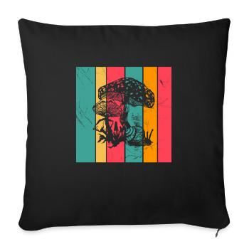 Mushroom Fungal Lover Retro Fungi Forest Gift idea - Sofa pillowcase 17,3'' x 17,3'' (45 x 45 cm) - black - Front