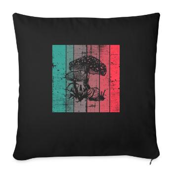 Mushroom Fungal Lover Retro Fungi Forest Gift idea - Sofa pillowcase 17,3'' x 17,3'' (45 x 45 cm) - black - Front