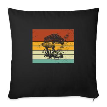 Mushroom Fungal Lover Retro Fungi Forest Gift idea - Sofa pillowcase 17,3'' x 17,3'' (45 x 45 cm) - black - Front