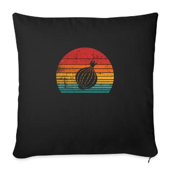 Onion Lover Retro Vegetables Vegan Gift idea - Sofa pillowcase 17,3'' x 17,3'' (45 x 45 cm) - black - Front