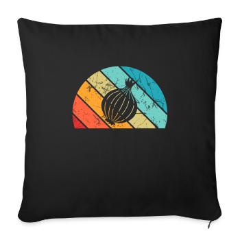 Onion Lover Retro Vegetables Vegan Gift idea - Sofa pillowcase 17,3'' x 17,3'' (45 x 45 cm) - black - Front