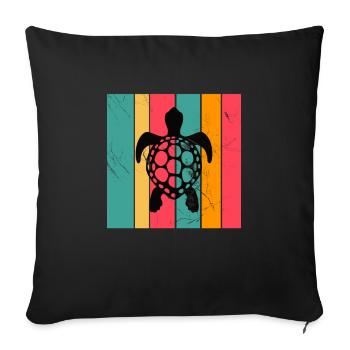 Turtle Retro Animal Sea Reptile Gift idea - Sofa pillowcase 17,3'' x 17,3'' (45 x 45 cm) - black - Front