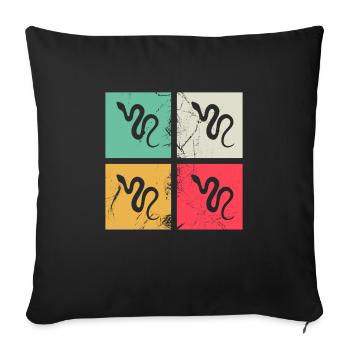 Snake Retro Reptile Python Idée cadeau - Housse de coussin décorative 45 x 45 cm - noir - Devant