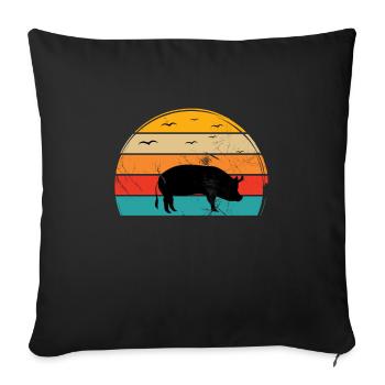 Pig Animal Retro Pet Farm Gift idea - Sofa pillowcase 17,3'' x 17,3'' (45 x 45 cm) - black - Front