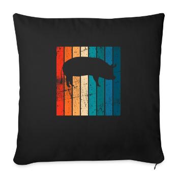 Pig Animal Retro Pet Farm Gift idea - Sofa pillowcase 17,3'' x 17,3'' (45 x 45 cm) - black - Front