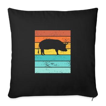 Pig Animal Retro Pet Farm Gift idea - Sofa pillowcase 17,3'' x 17,3'' (45 x 45 cm) - black - Front