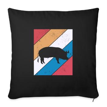 Pig Animal Retro Pet Farm Gift idea - Sofa pillowcase 17,3'' x 17,3'' (45 x 45 cm) - black - Front