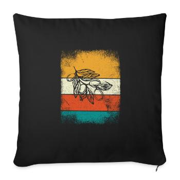 Huile d’olive Retro Vegetarian Idée cadeau - Housse de coussin décorative 45 x 45 cm - noir - Devant